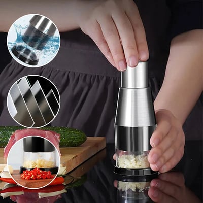 Garlic Chopper One-Touch Stainless Steel Blades Dishwasher Safe