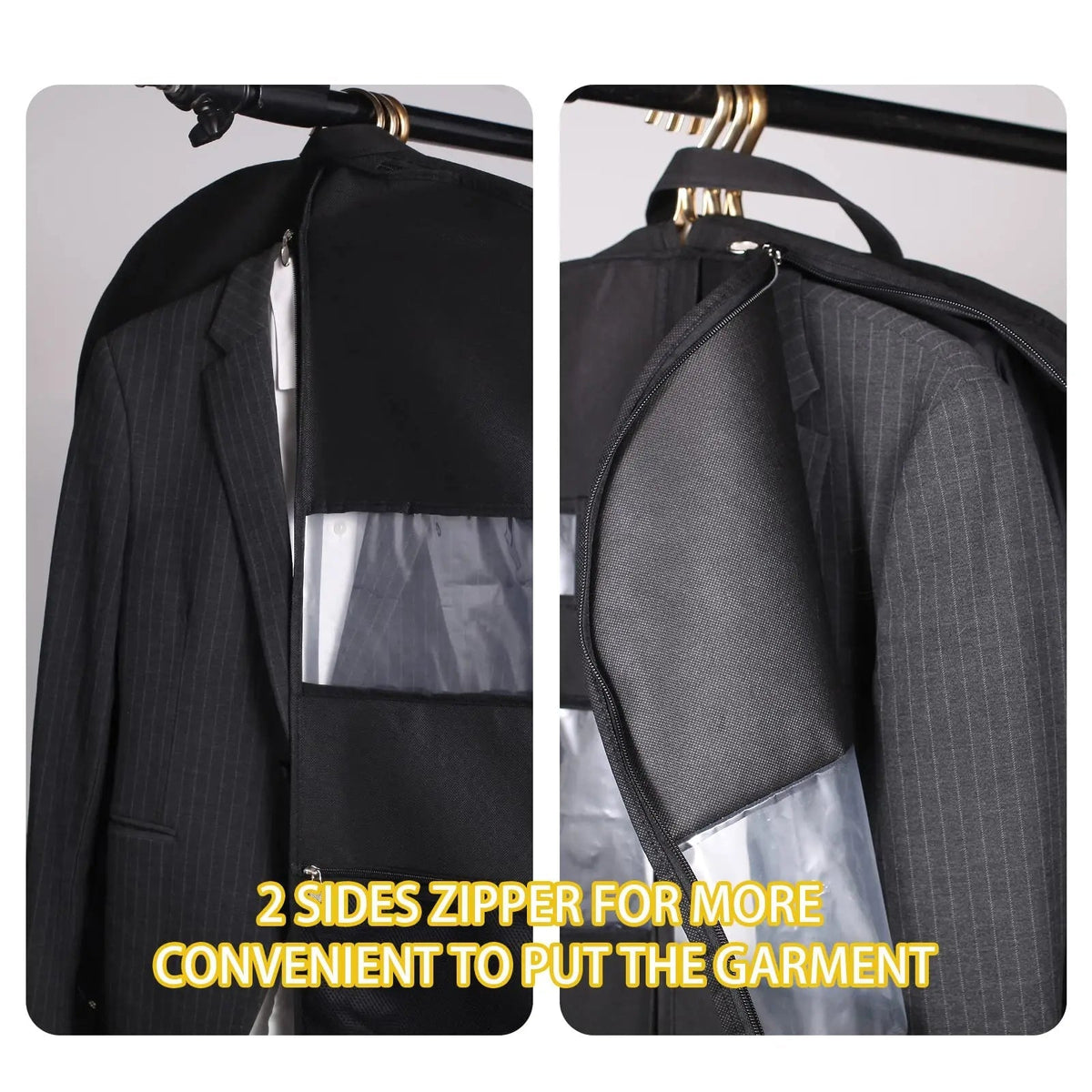 Garment Bag Dual-Zip Access & Clear Windows