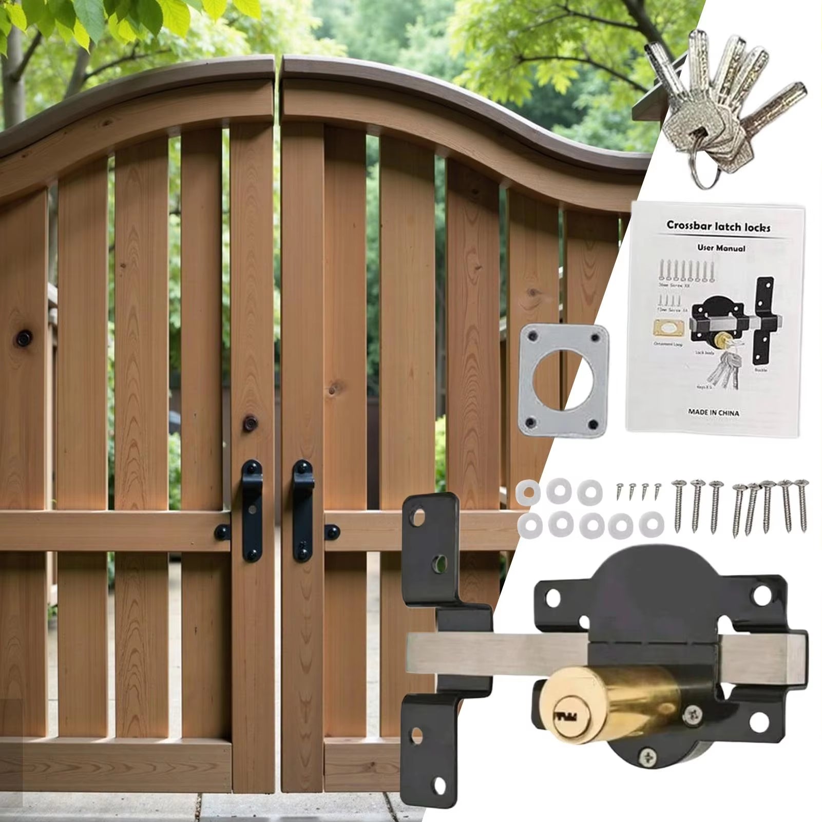 Gate Bolt Lock Rust-Resistant Spring-Loaded