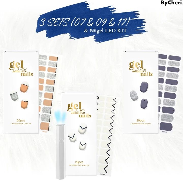 Gel Nail Kit Wireless LED USB-C 20 Stickers