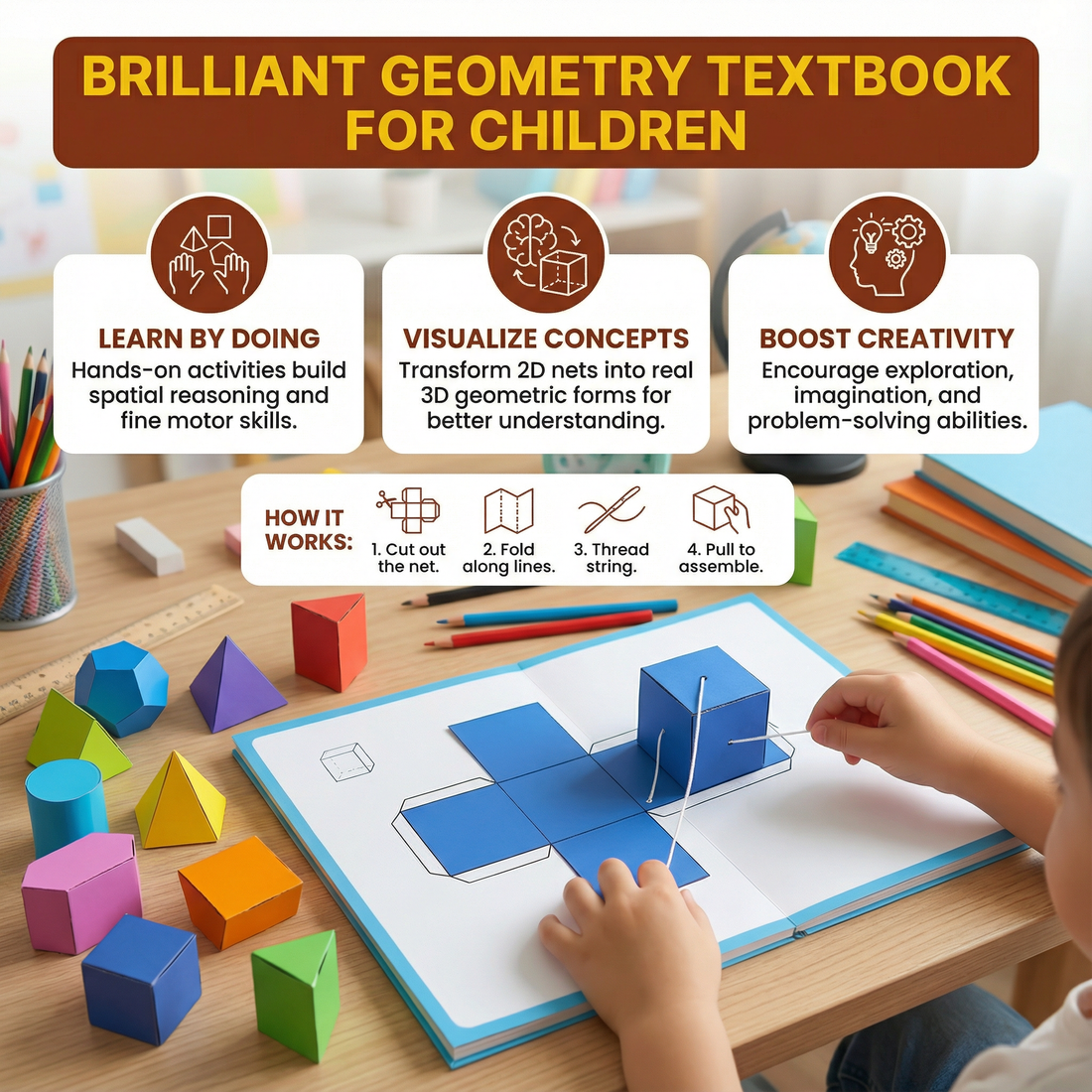 Geometry Book Interactive Pull-String 3D Models