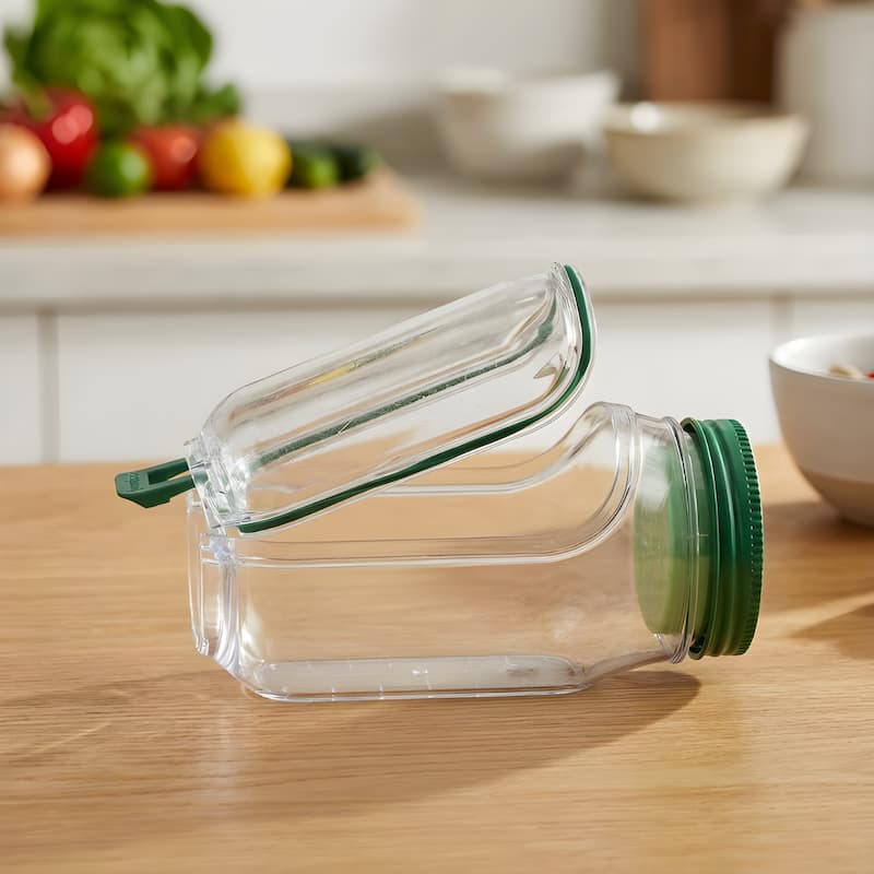 Glass Salad Container Screw-Seal Lid & Dressing Compartment