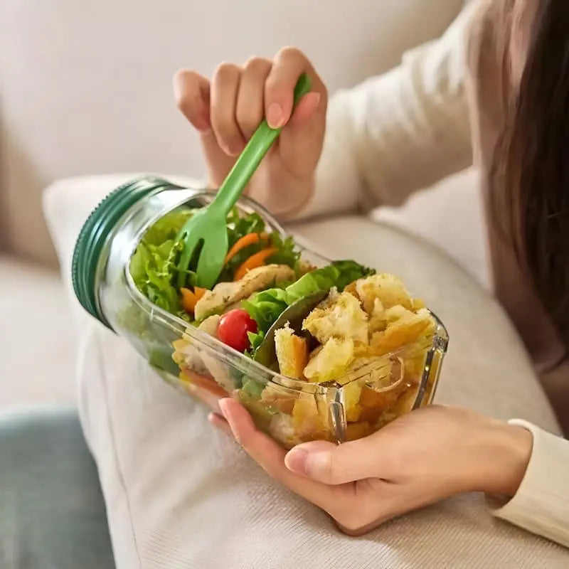 Glass Salad Container Wide Opening Screw-Seal Lid