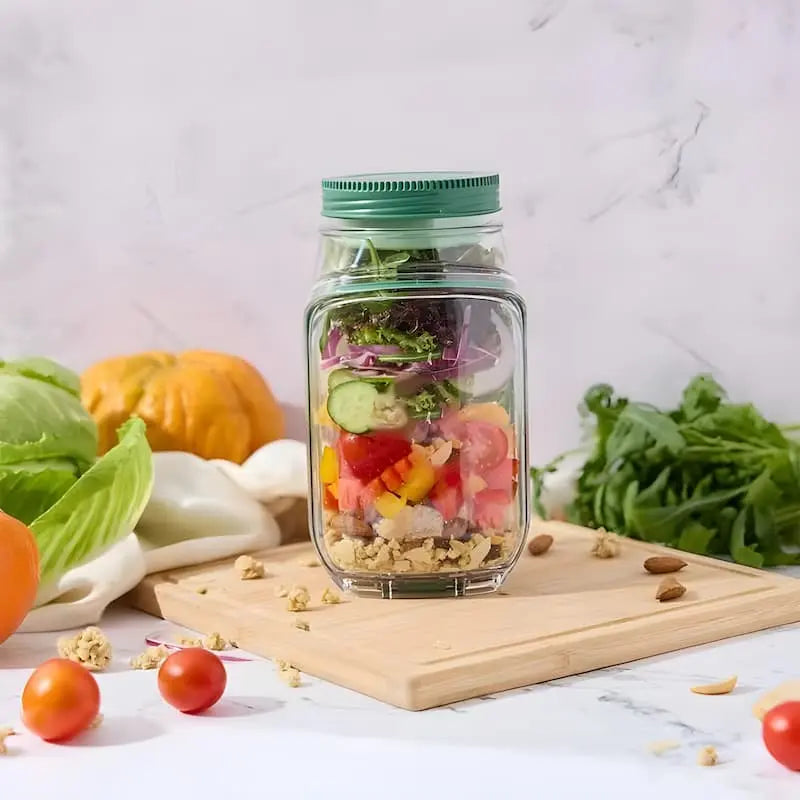 Glass Salad Container Wide Opening Screw-Seal Lid