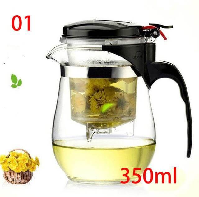 Glass Teapot Heat-Resistant Stainless Steel Strainer & Drip-Free Spout