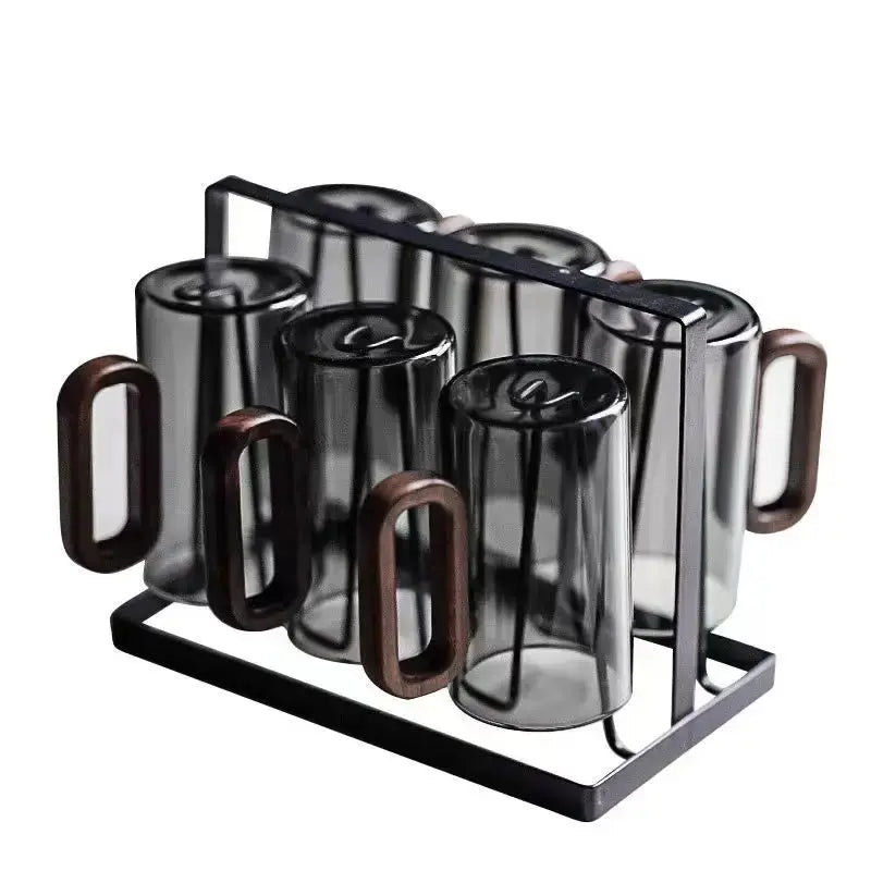 Glass Tumbler Borosilicate Heat-Resistant Wooden Handle