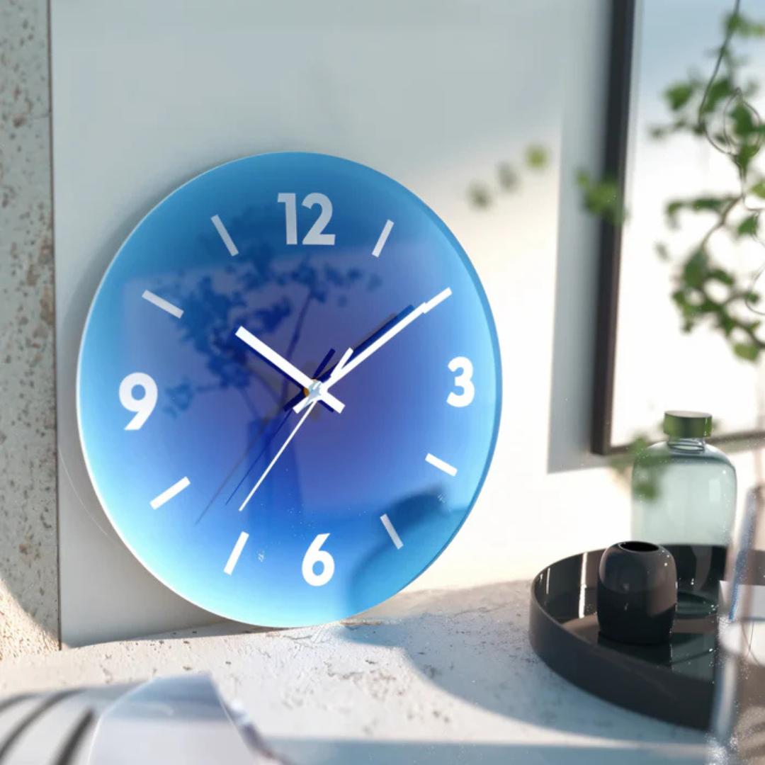 Glass Wall Clock Silent Quartz Color Gradient