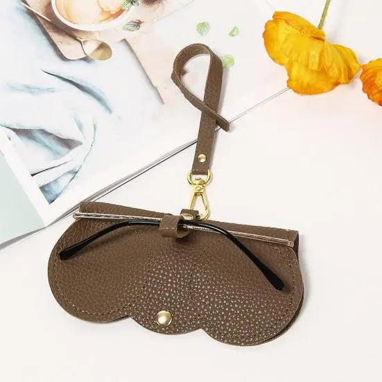 Glasses Case PU Leather Soft Lining Snap Closure