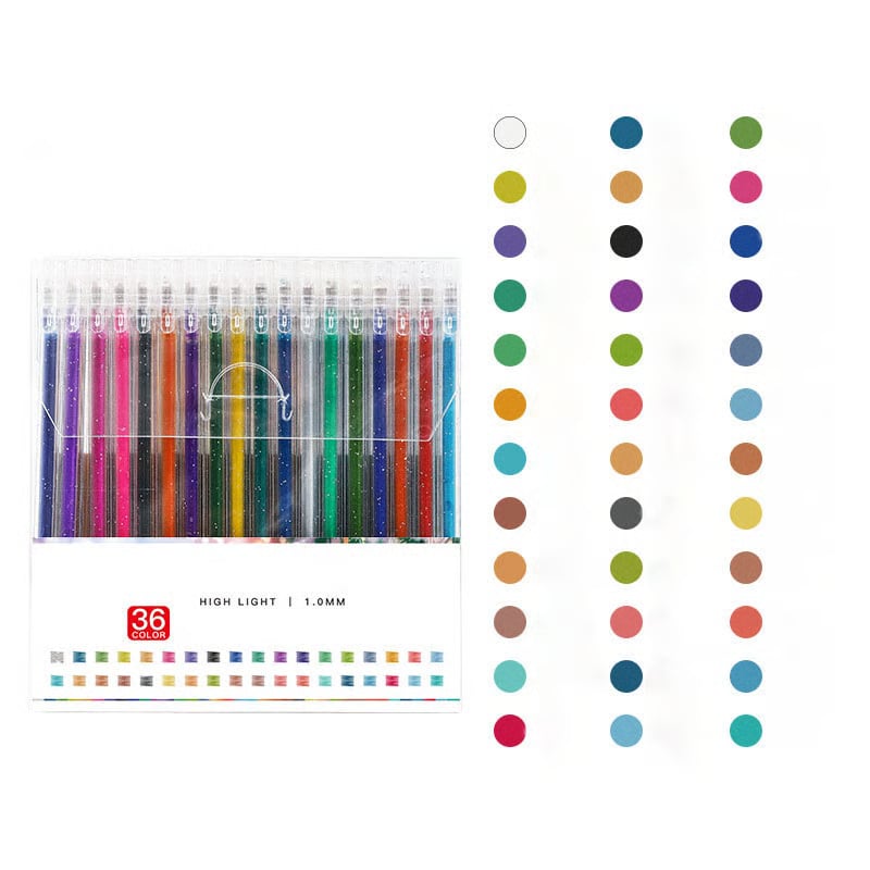 Glitter Gel Pen Set Fine Ballpoint Smudge-Proof