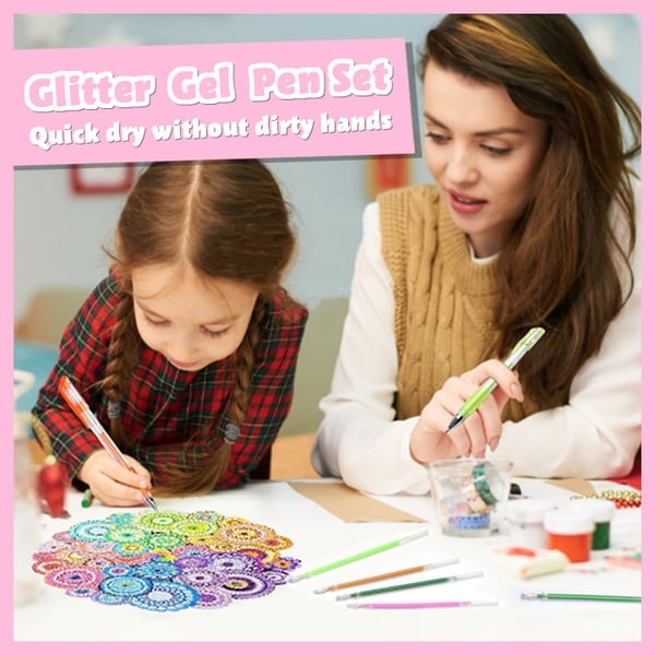 Glitter Gel Pen Set Fine Ballpoint Smudge-Proof