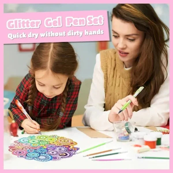 Glitter Gel Pen Set Fine Tip Smudge-Proof