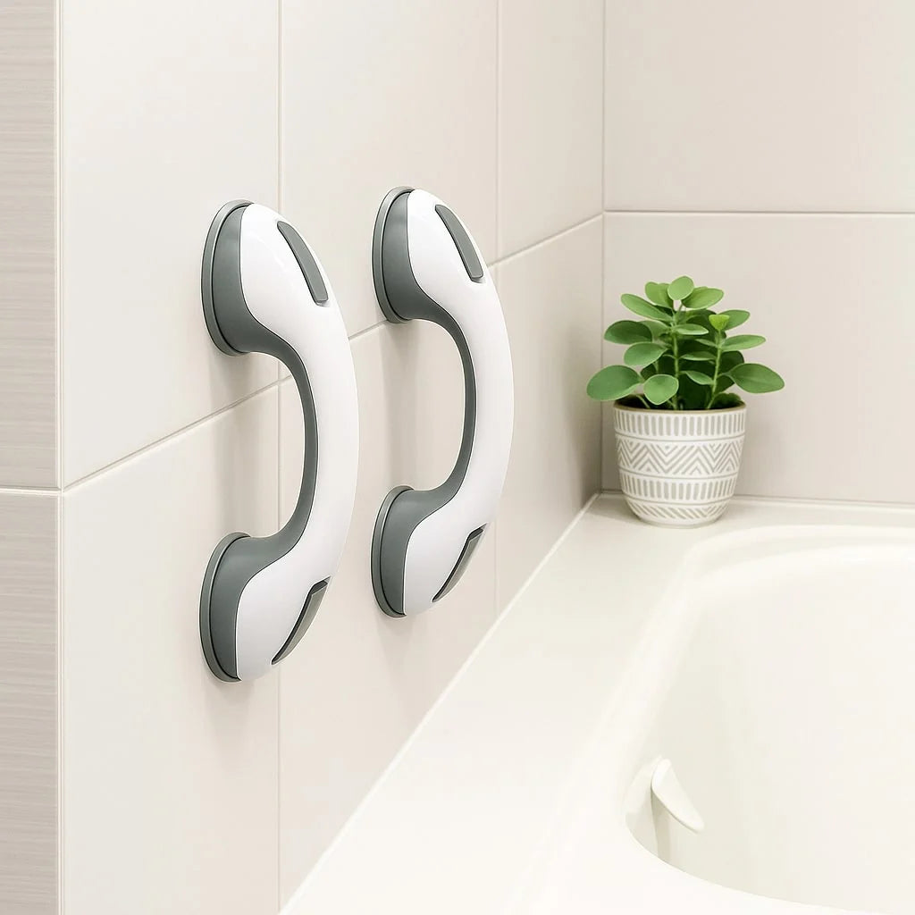 Grab Bar Suction Mount Ergonomic Curved Handle 176 lbs