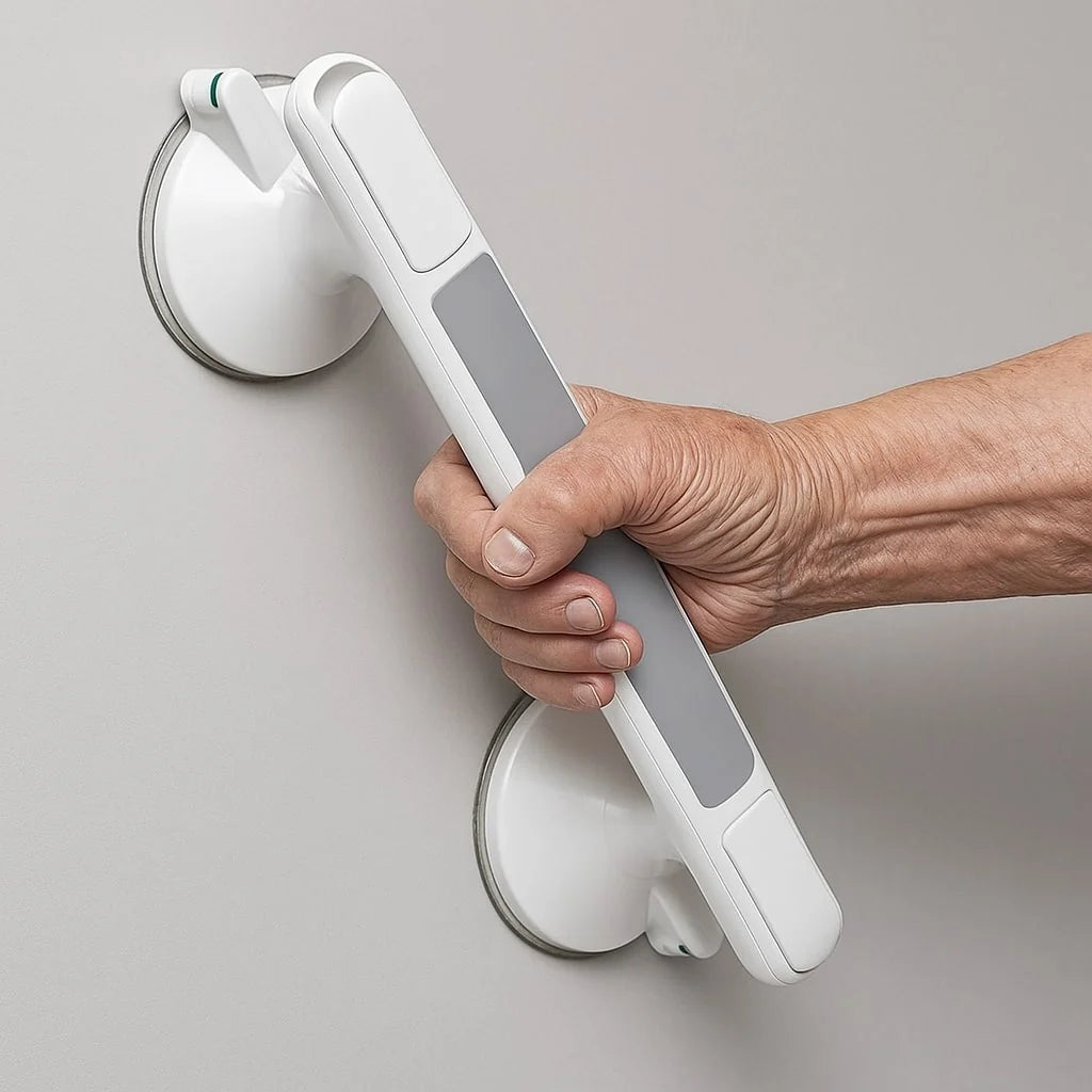 Grab Bar Suction Mount Lock & Textured Non-Slip Grip