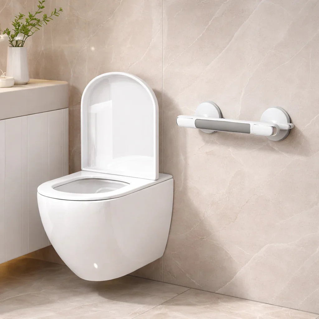 Grab Bar Suction Mount Lock & Textured Non-Slip Grip