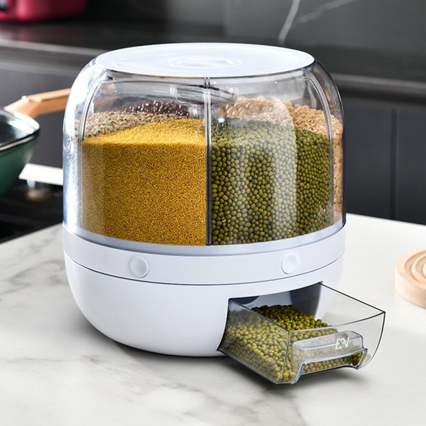 Grain Storage Dispenser Airtight 360 Degree Rotation Transparent Windows