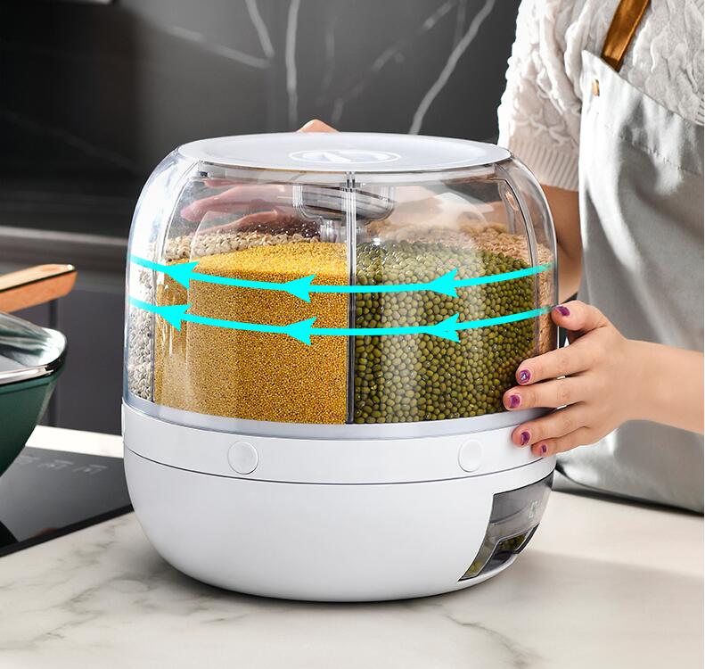 Grain Storage Dispenser Airtight 360 Degree Rotation Transparent Windows