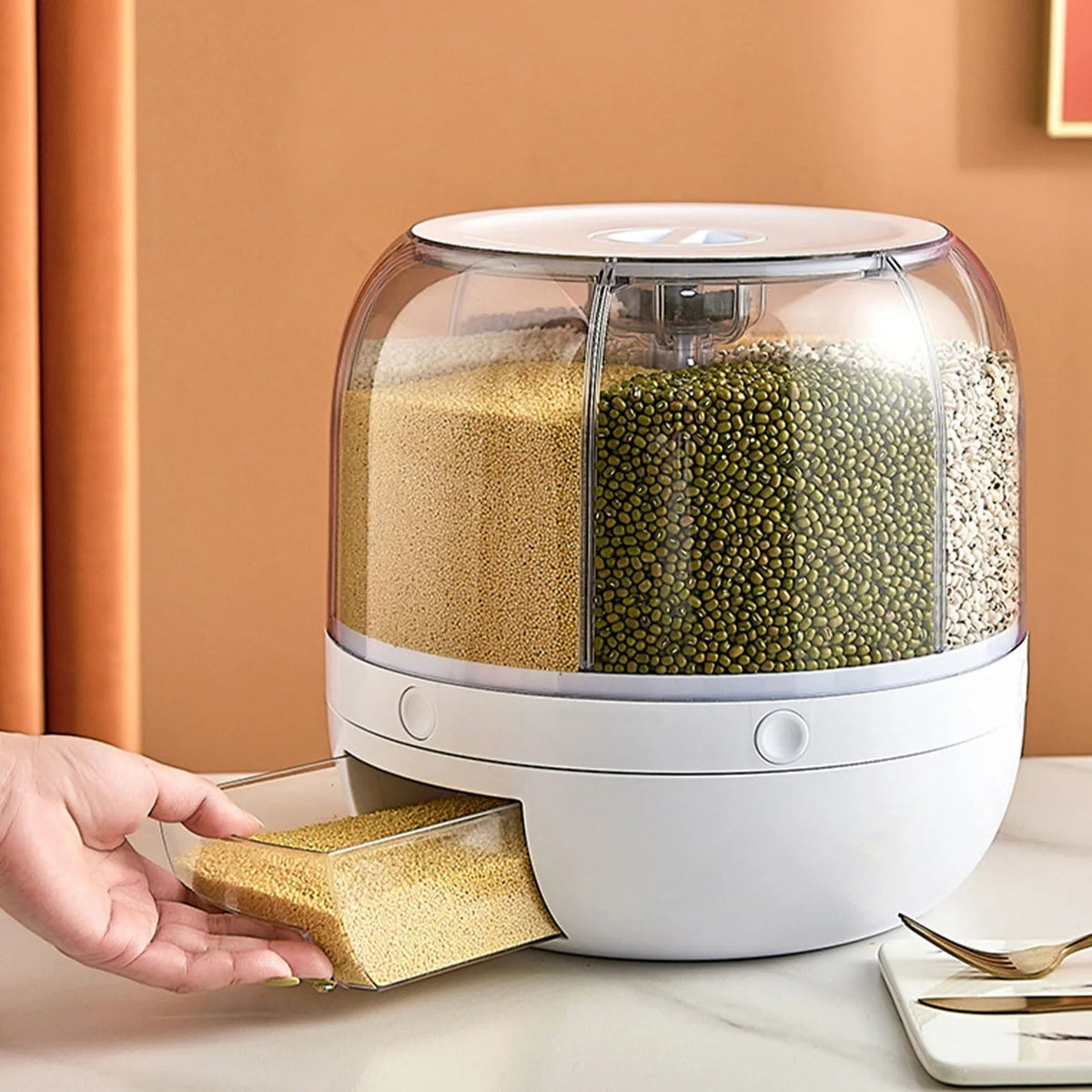 Grain Storage Dispenser Airtight 360 Degree Rotation Transparent Windows
