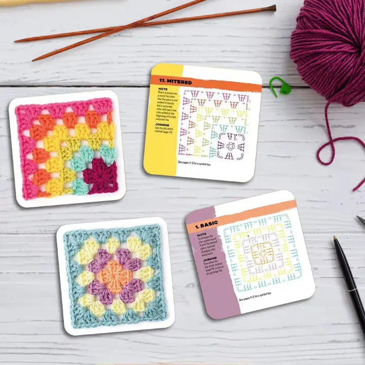 Granny Square Pattern Cards 50 Designs Clear Crochet Charts
