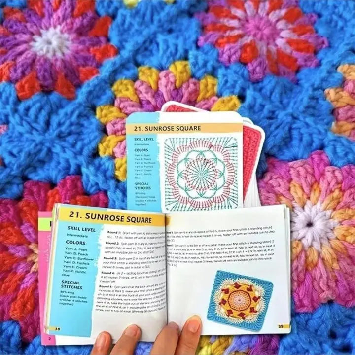 Granny Square Pattern Cards 50 Designs Clear Crochet Charts