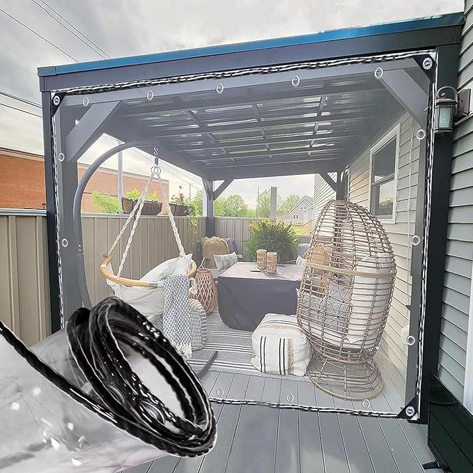 Greenhouse & Patio Tarp Translucent PE Tear-Resistant Reinforced Grommets