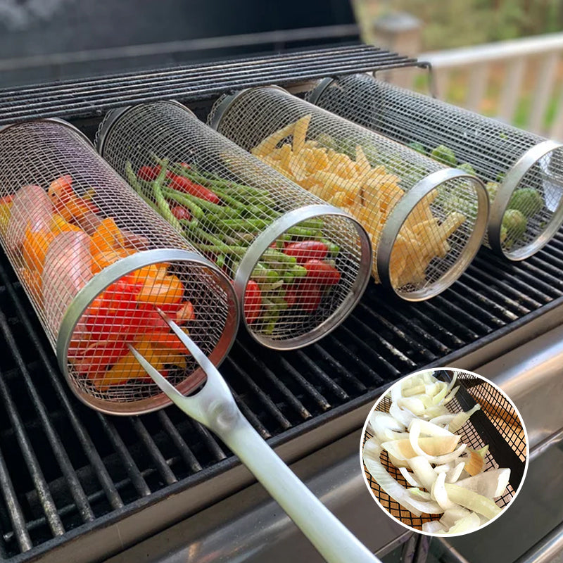 Grill Basket 360° Rotating Stainless Steel Dishwasher Safe