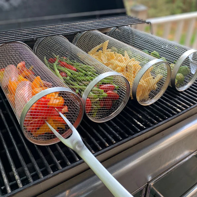 Grill Basket 360° Rotating Stainless Steel Dishwasher Safe