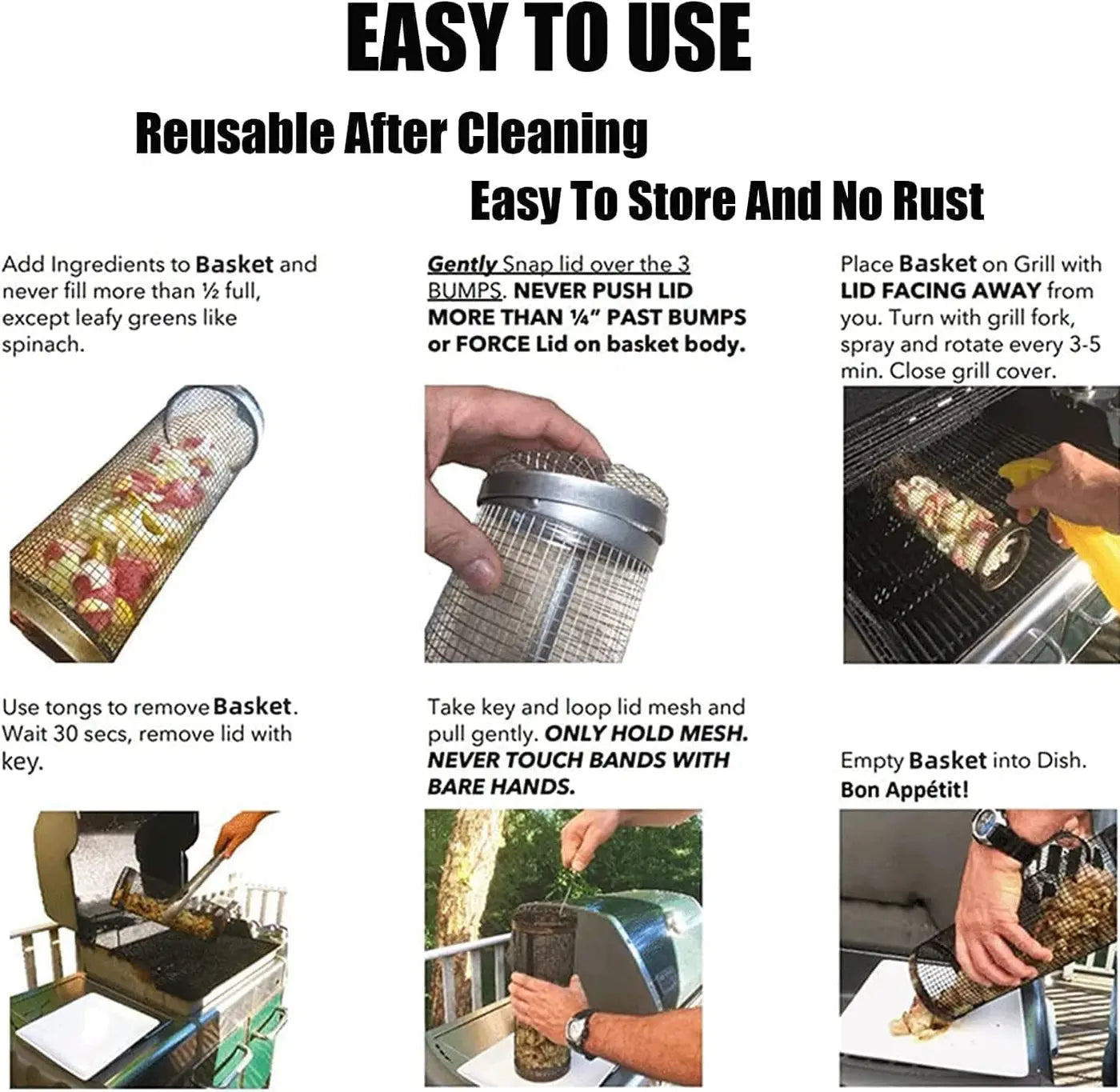 Grill Basket Cylindrical Perforated Stainless Steel