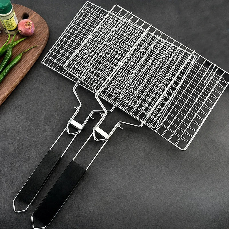 Grill Basket Foldable Locking Stainless Steel Non-Stick