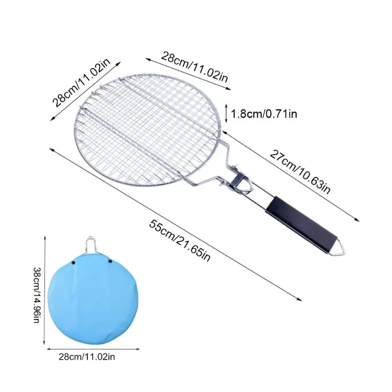 Grill Basket Foldable Locking Stainless Steel Non-Stick