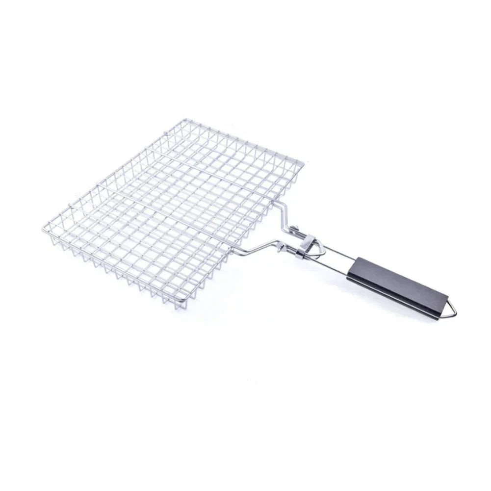 Grill Basket Foldable Locking Stainless Steel Non-Stick