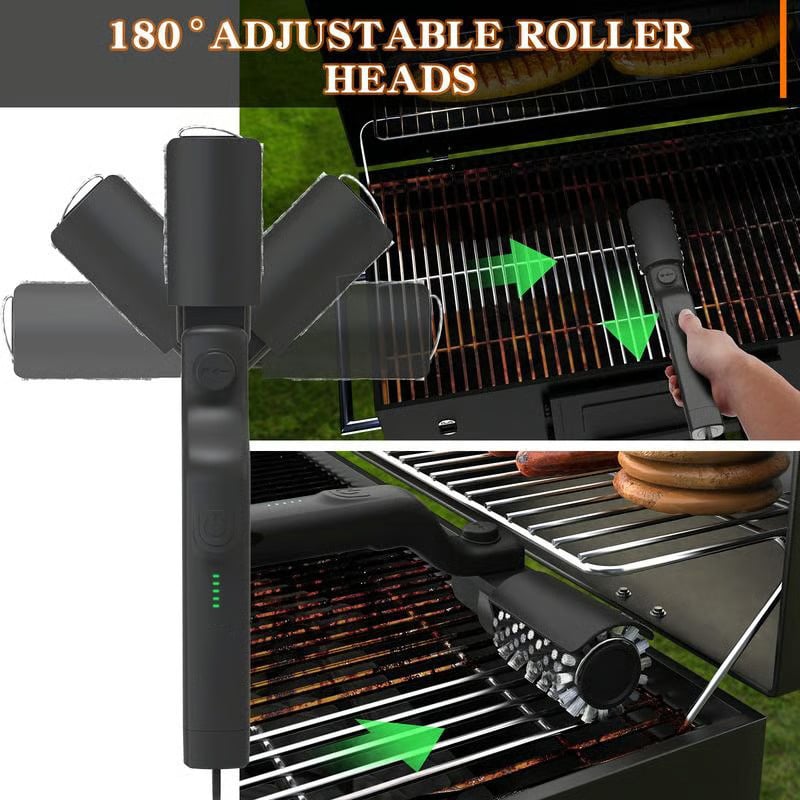 Grill Brush Motorized Cordless Rechargeable Stainless Steel Bristles