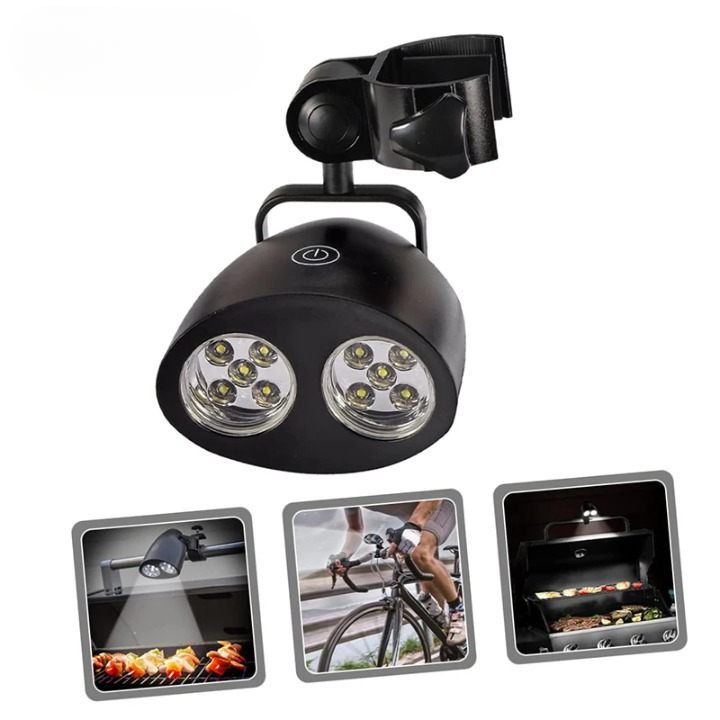 Grill Lamp 360 Degree Rotating Dual-Head LED Clip Mount