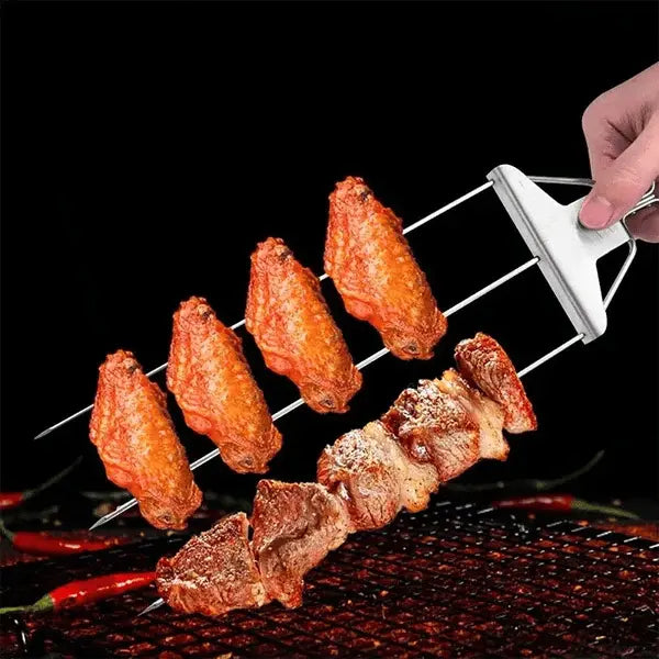 Grill Skewer Set Double-Pronged Stainless Steel Set of 3