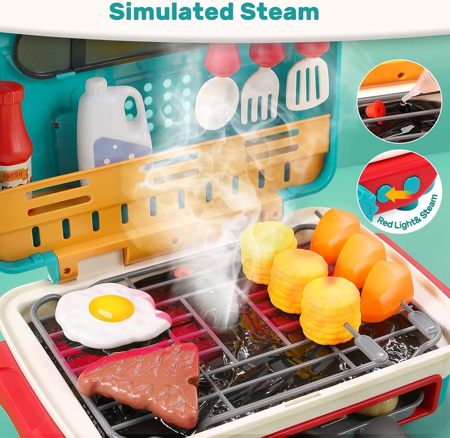 Grill Toy Light & Sound Steam Color-Changing Food
