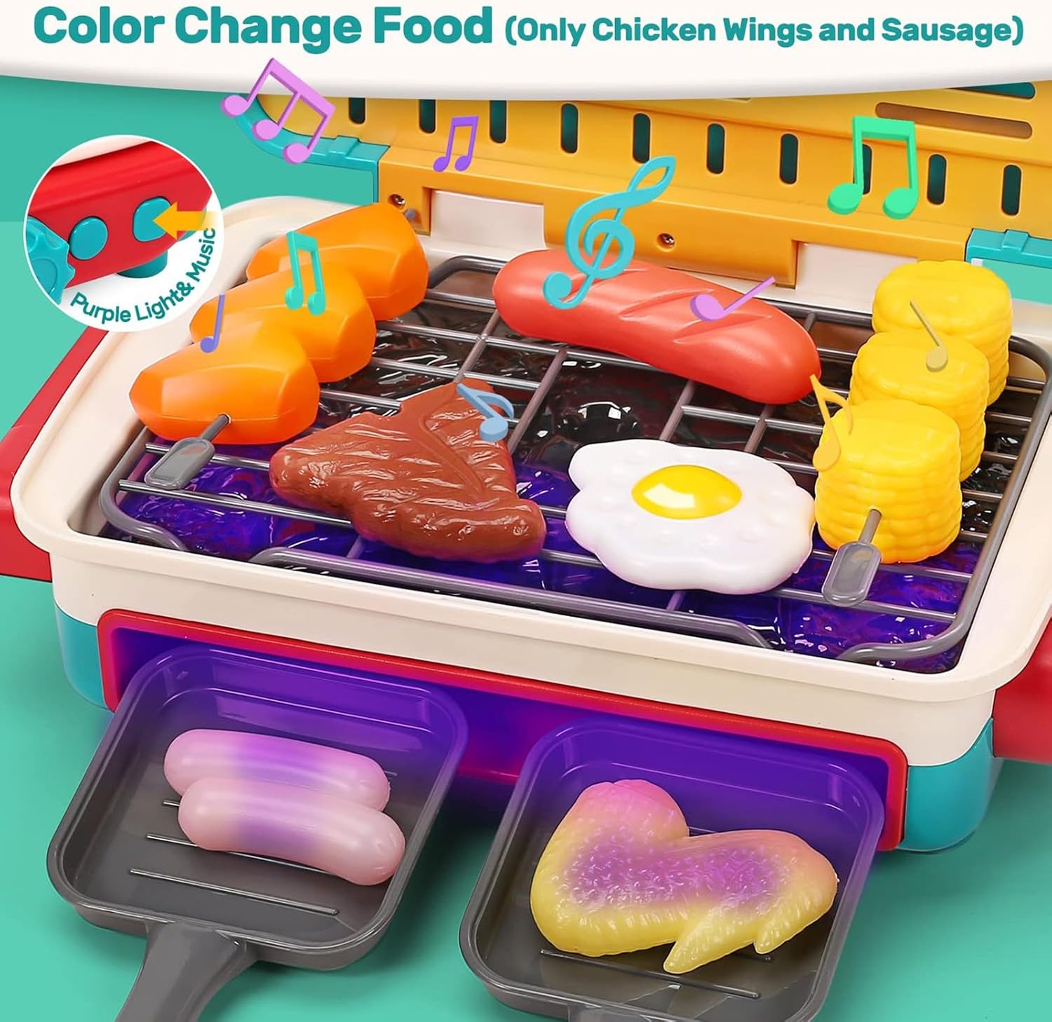 Grill Toy Light & Sound Steam Color-Changing Food