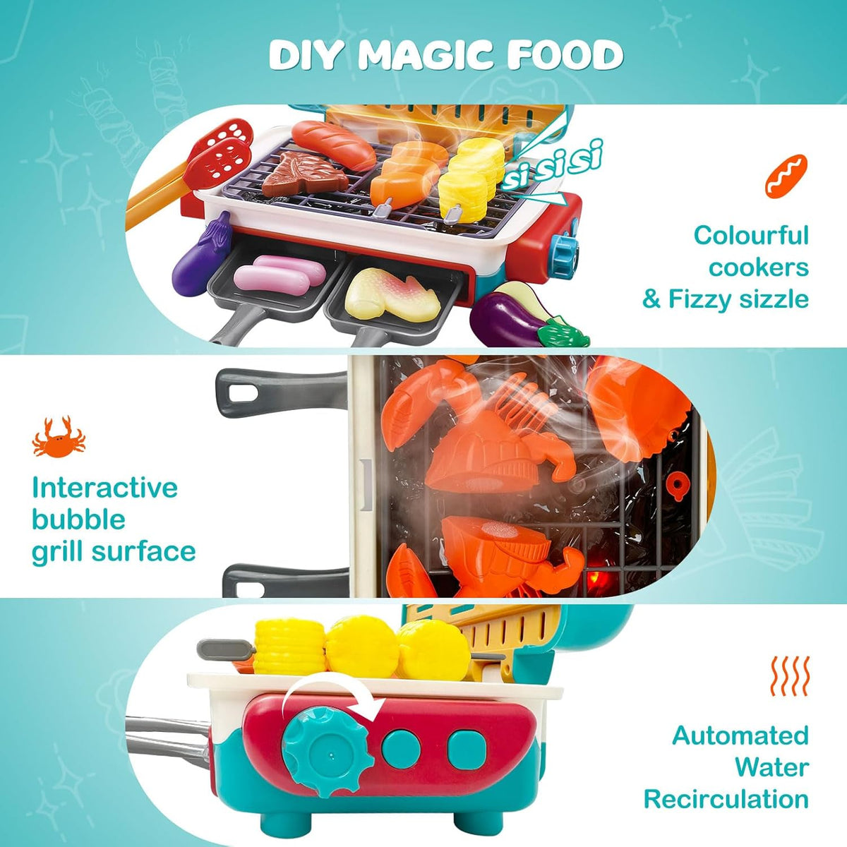 Grill Toy Light & Sound Steam Color-Changing Food