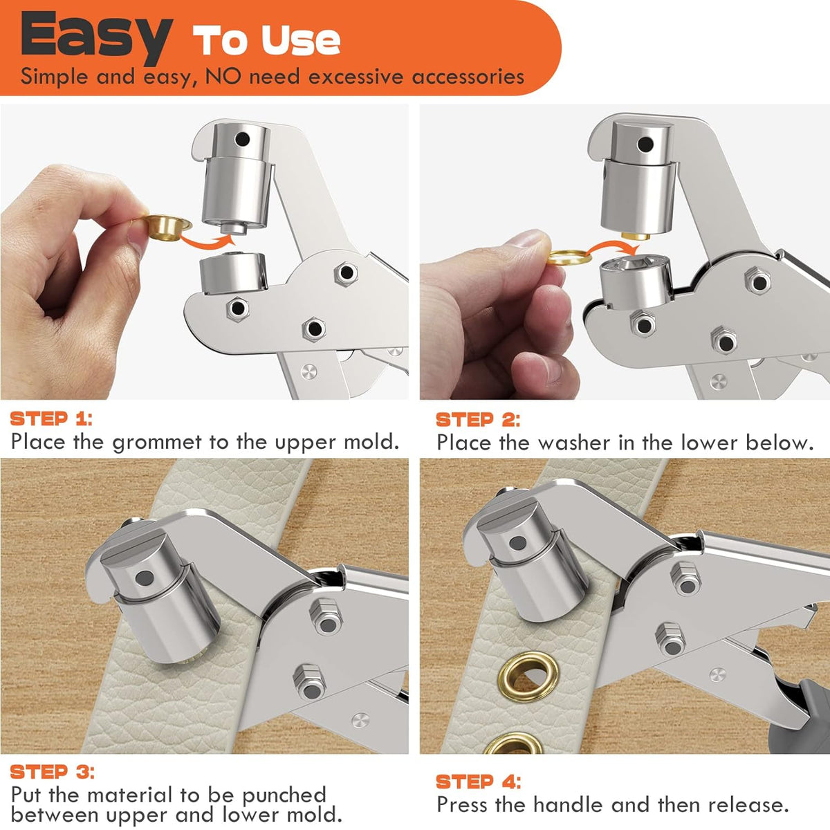 Grommet Pliers Double Lever Magnetic Head & Ergonomic Handle