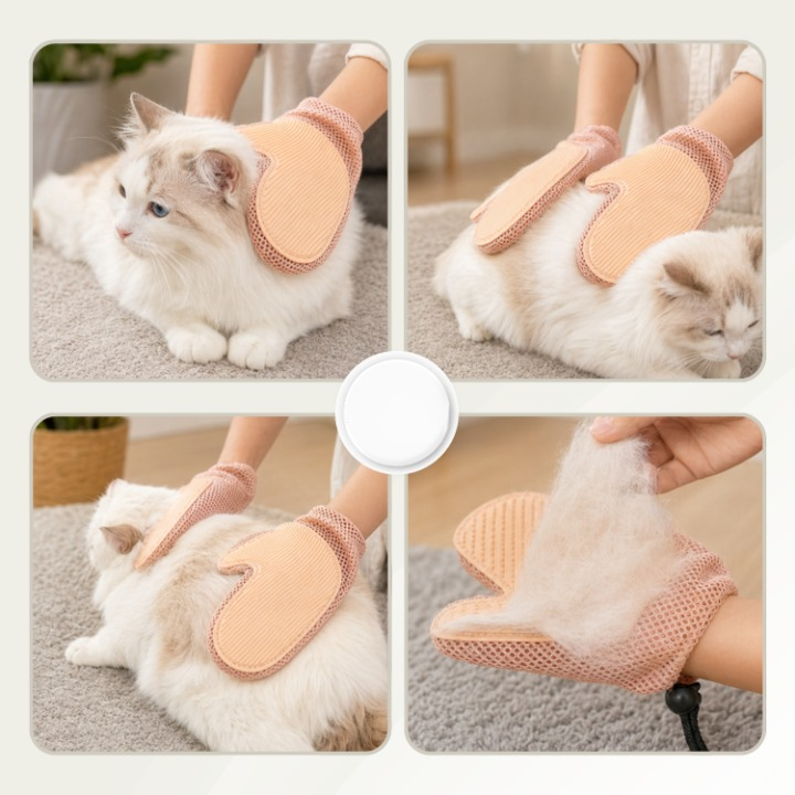 Grooming Gloves Soft Rubber Bristles Gentle Massage