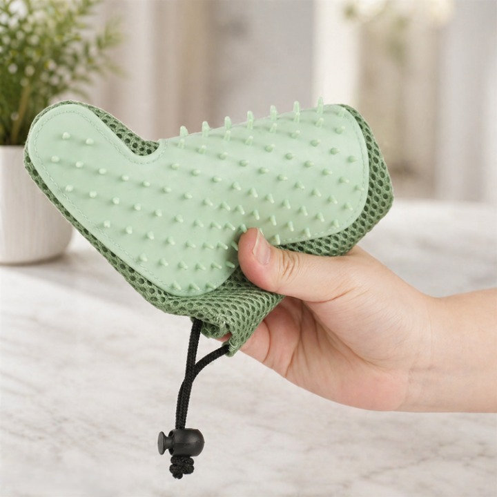 Grooming Gloves Soft Rubber Bristles Gentle Massage