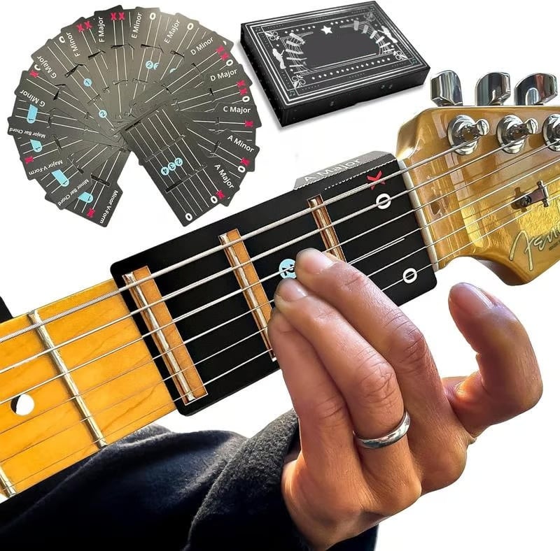 Guitar Chord Card Set Non-Slip Cards & Storage Box