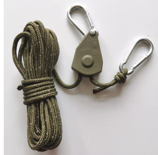 Guy Line Pulley System Knot-Free Supports 419 Lbs