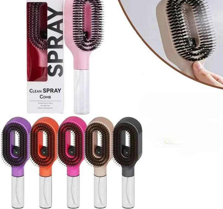 Hair Brush Spray Function Ventilated Head Nylon Bristles