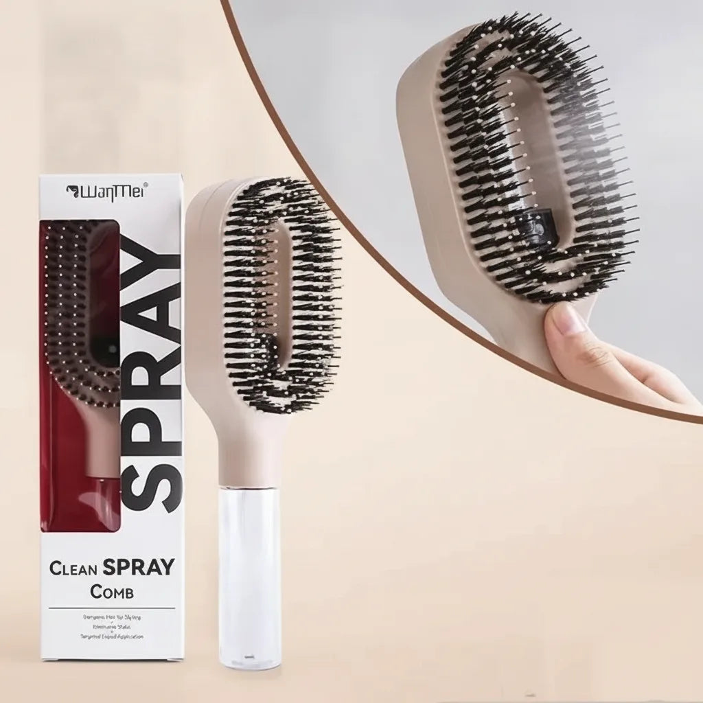 Hair Brush Spray Function Ventilated Head Nylon Bristles