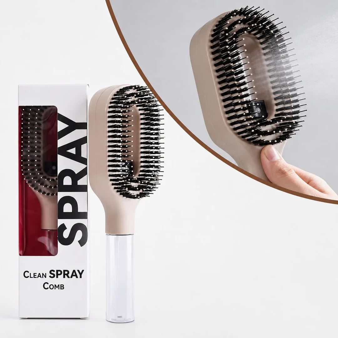 Hair Brush Spray Function Ventilated Head Nylon Bristles