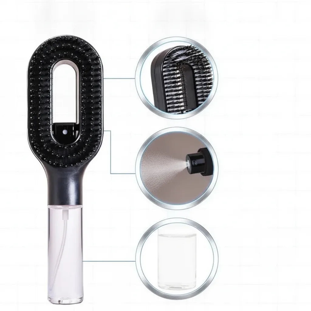 Hair Brush Spray Function Ventilated Head Nylon Bristles