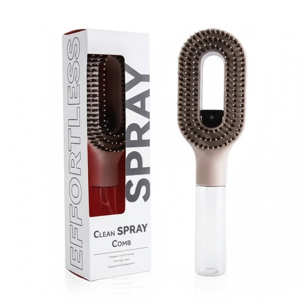 Hair Brush Spray Function Ventilated Head Nylon Bristles