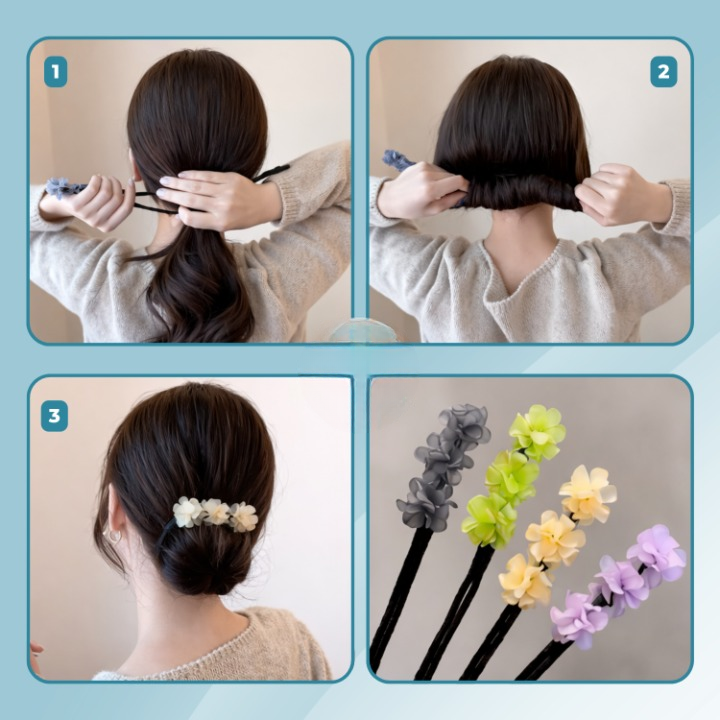 Hair Bun Maker Acrylic Floral All-Day Hold