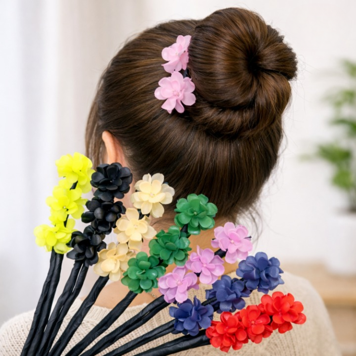 Hair Bun Maker Acrylic Floral All-Day Hold