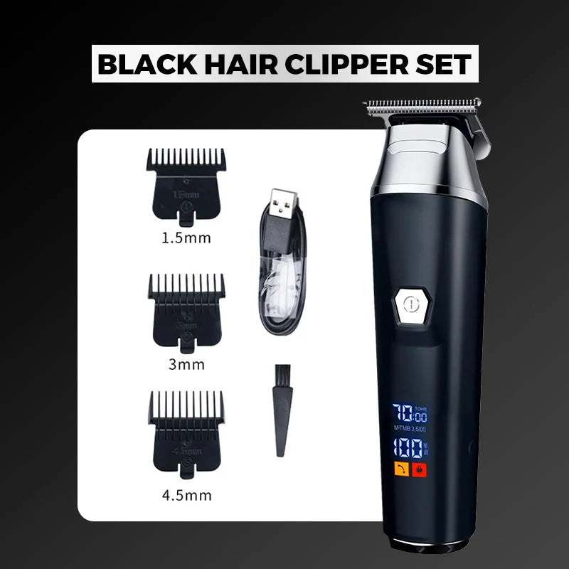 Hair Clipper Cordless USB Rechargeable Washable Blades & LCD Display