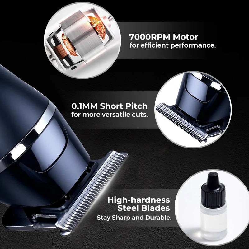 Hair Clipper Cordless USB Rechargeable Washable Blades & LCD Display